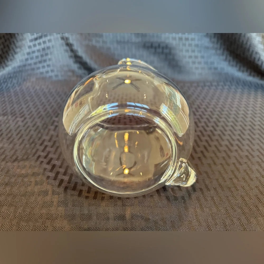 Princess House Heritage Crystal Glass Pitcher Etched Floral 30 oz 5.5” NWOT